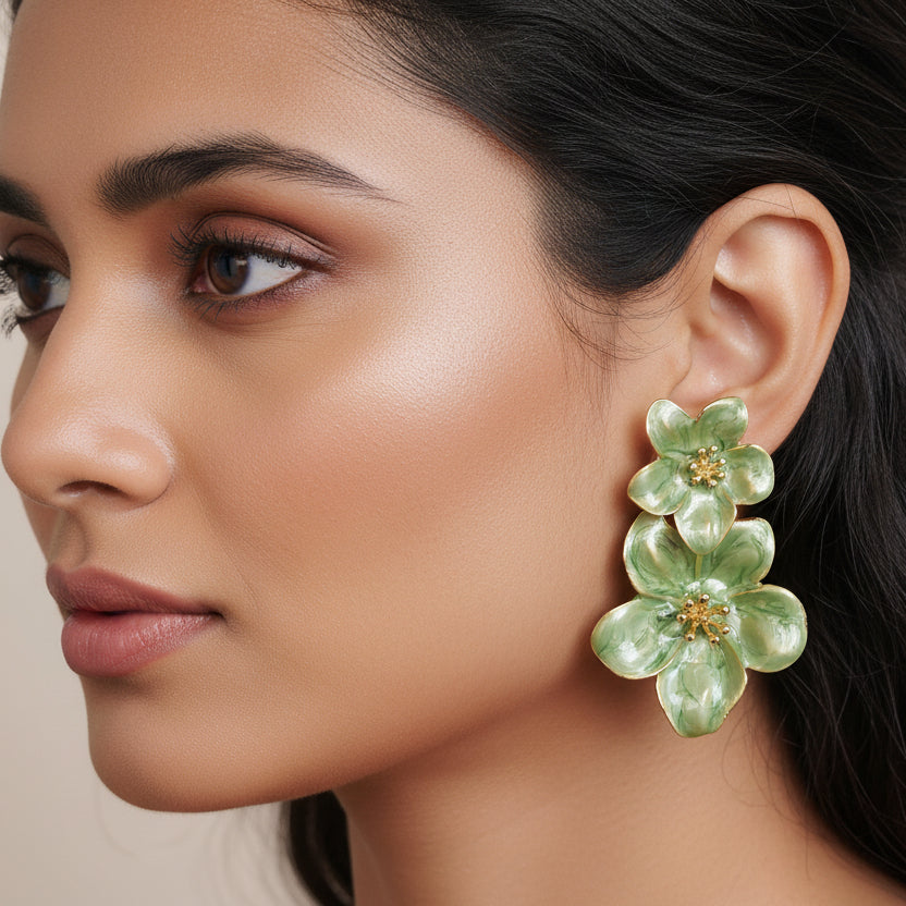 Super pretty enamel floral earrings with real detailing for women