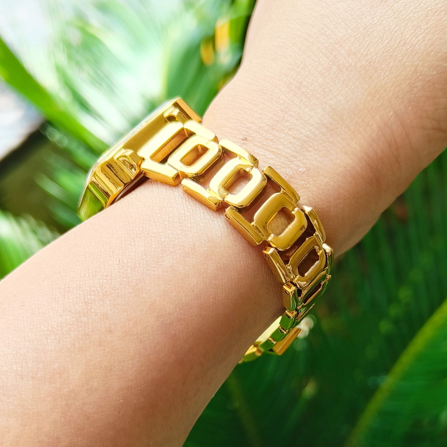 Bestseller Rectangular case Women Gold watch with gold minimalist dial