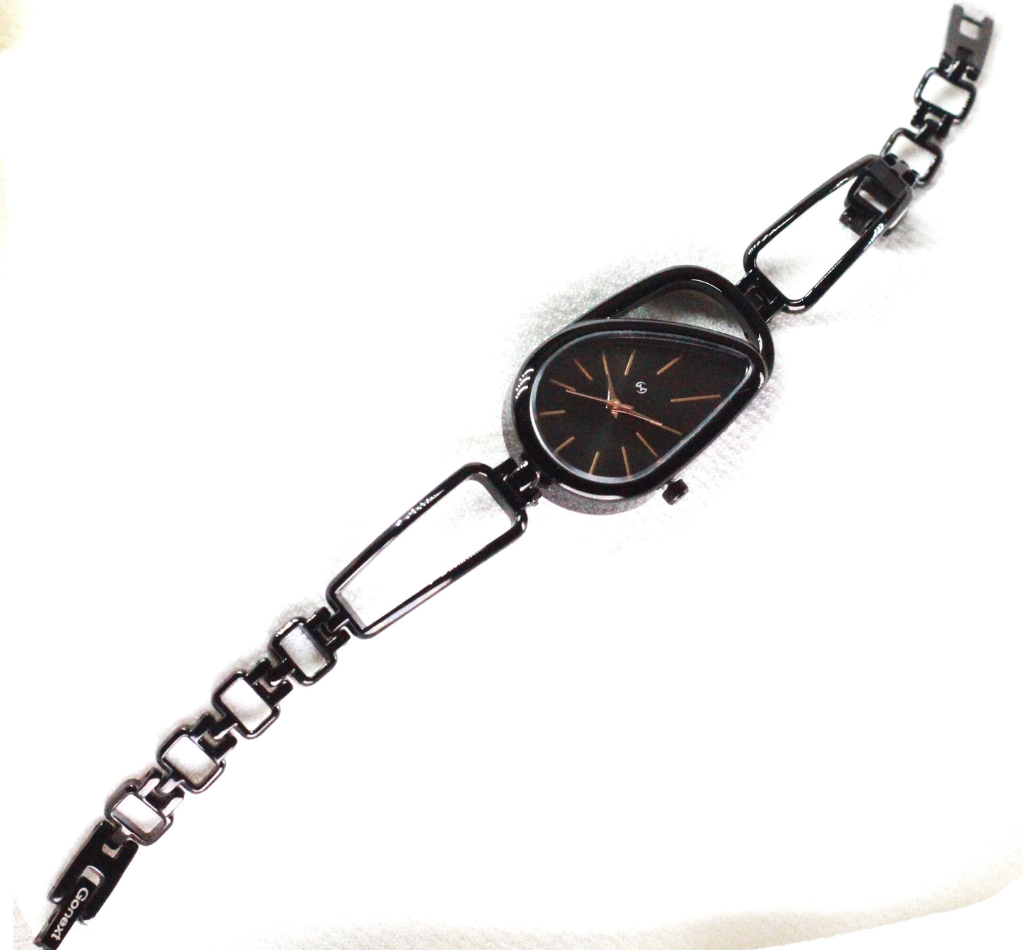 Bestseller Rectangular case Women black watch with contrasting number in rosegold