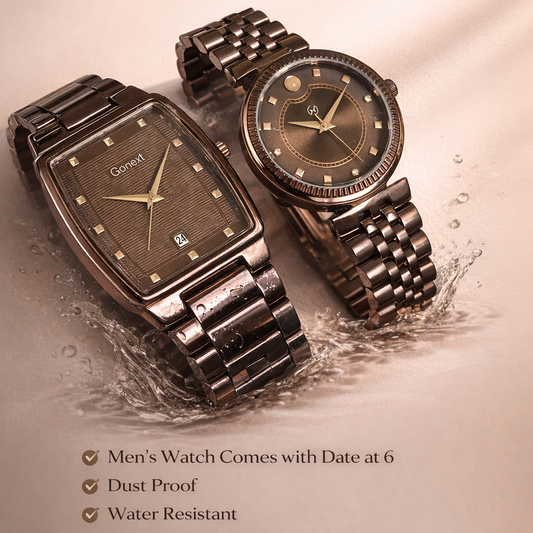 Deep Brown Couple Watch Set – Perfect for Weddings & Housewarming Gifts