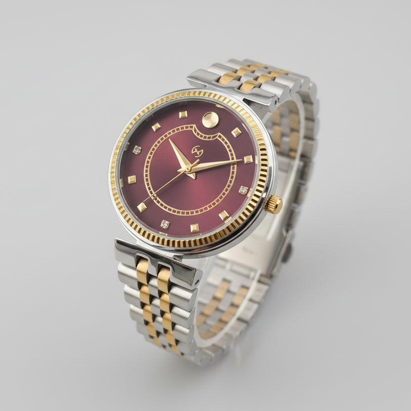 Elegant gold Women's Watch with Diamond-Set Numerals and European chain for luxurious feel
