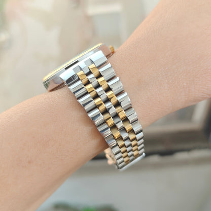 Elegant gold Women's Watch with Diamond-Set Numerals and European chain for luxurious feel