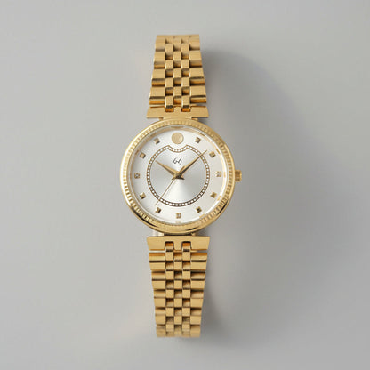 Elegant gold Women's Watch with Diamond-Set Numerals and European chain for luxurious feel
