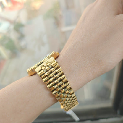 Elegant gold Women's Watch with Diamond-Set Numerals and European chain for luxurious feel
