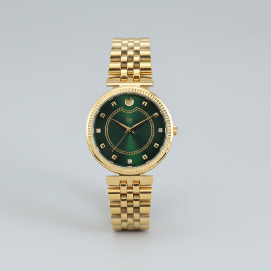 Elegant gold Women's Watch with Diamond-Set Numerals and European chain for luxurious feel