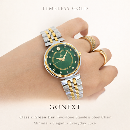 Elegant gold Women's Watch with Diamond-Set Numerals and European chain for luxurious feel