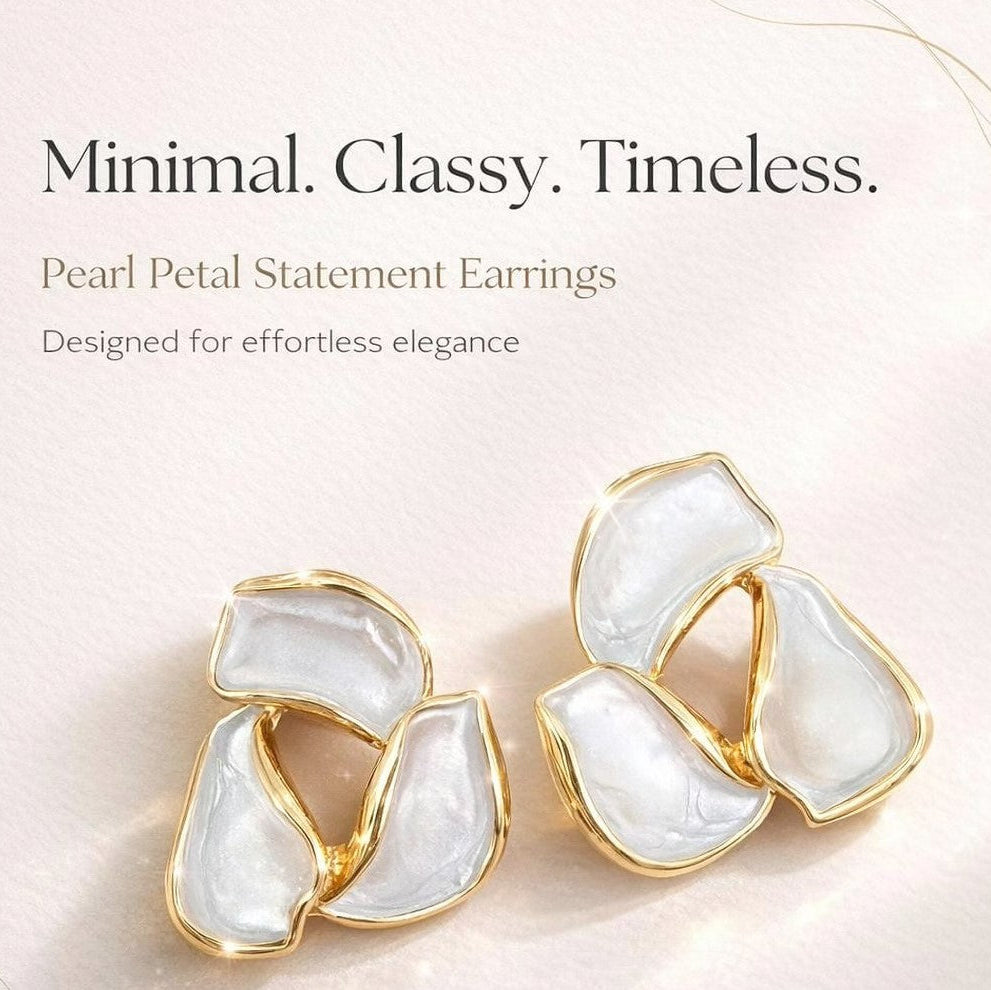 Statement floral earrings with pearl white finish and gold plating durable and long lasting
