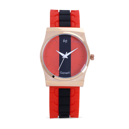 Vermilion color washable silicone strap watch with white hands for women