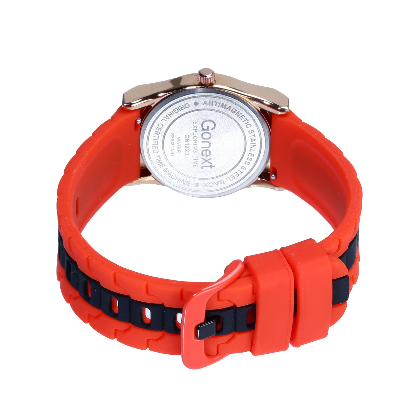 Vermilion color washable silicone strap watch with white hands for women