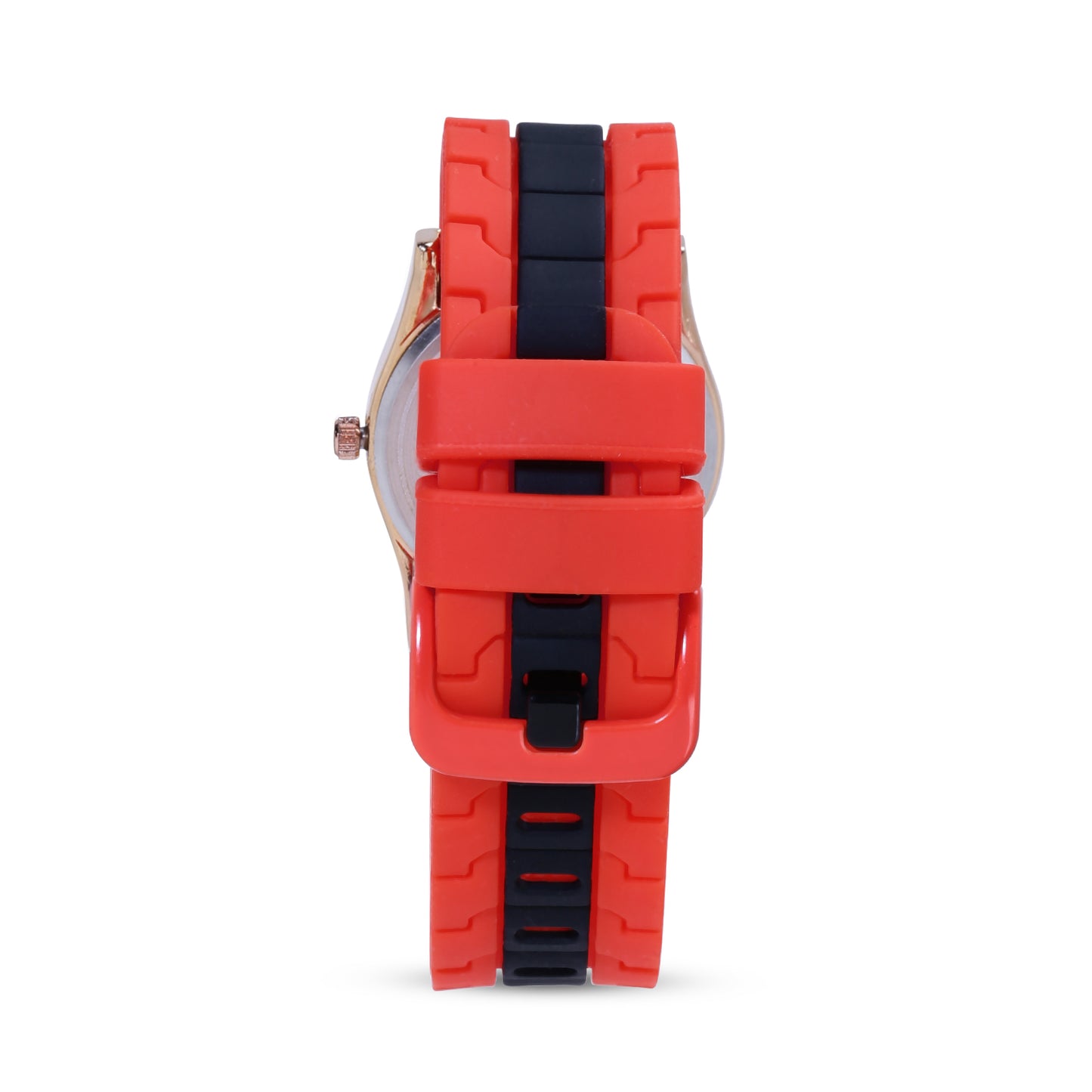 Vermilion color washable silicone strap watch with white hands for women