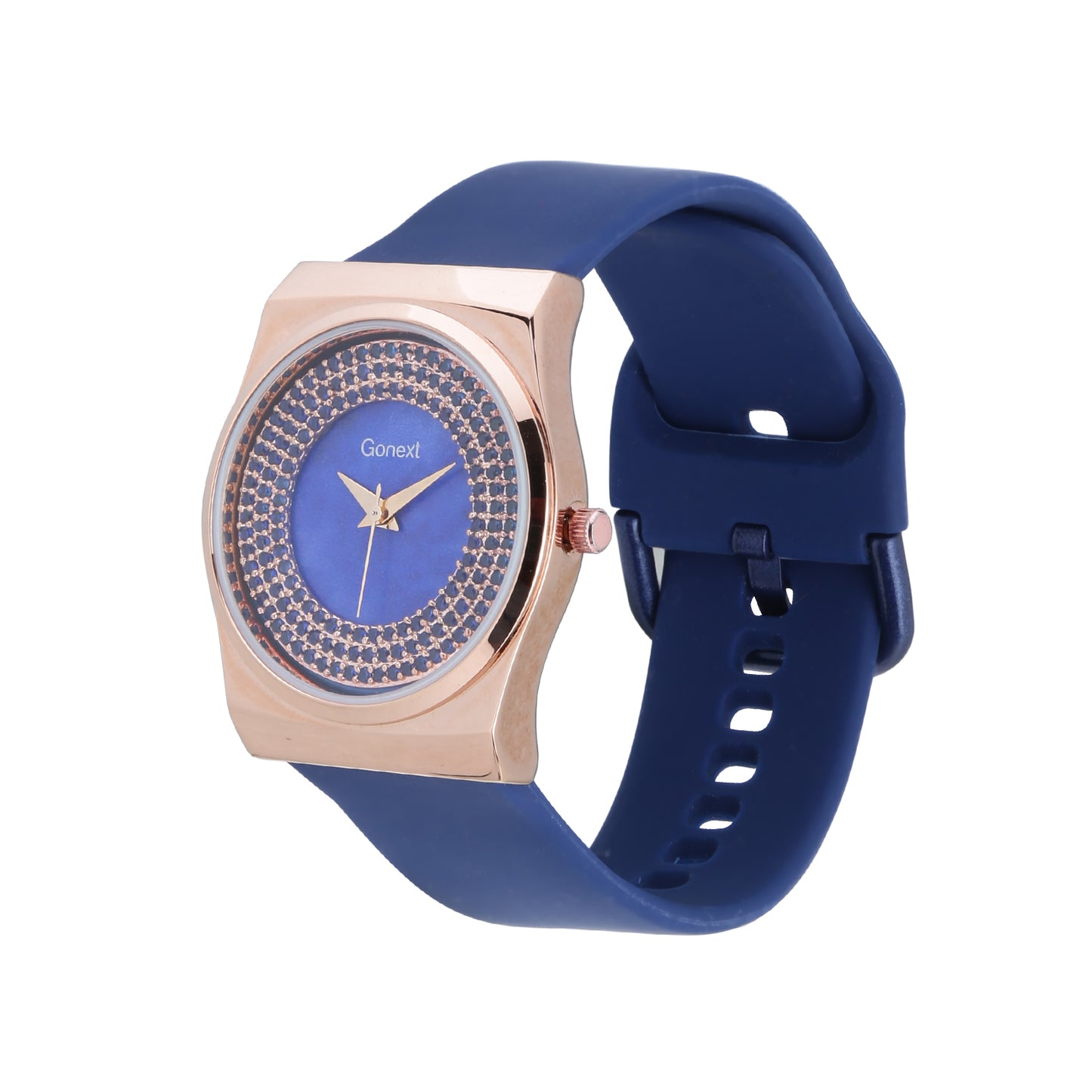 Lightweight party wear Silicone Women's Watch with hook closure blue