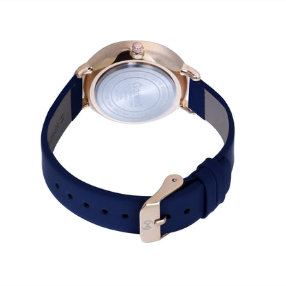 Vibrant blue strap watch with floral index and roman numerals