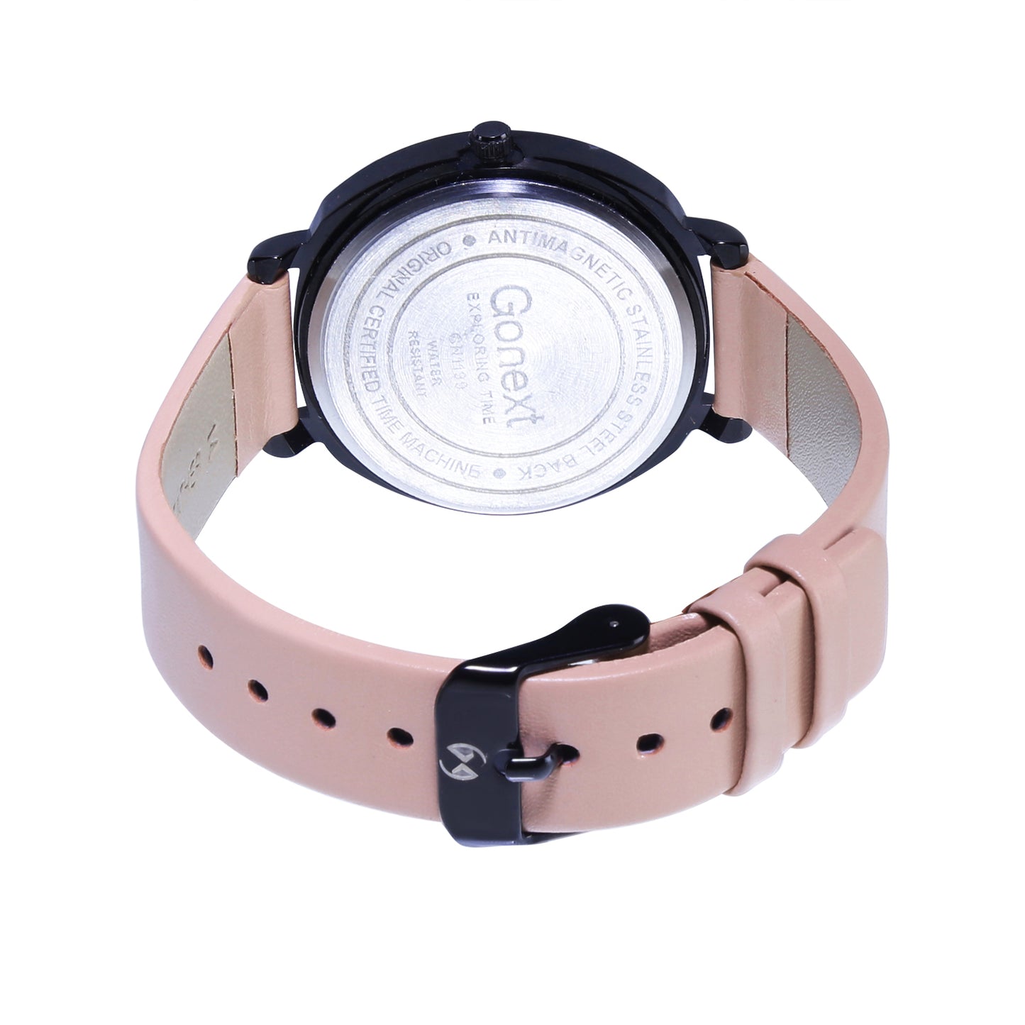 Peach strap watch with black shimmery look for European look