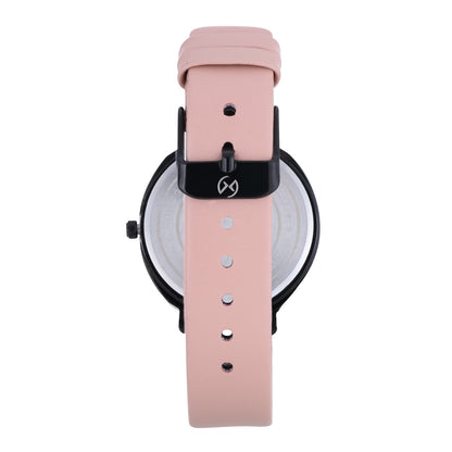 Peach strap watch with black shimmery look for European look