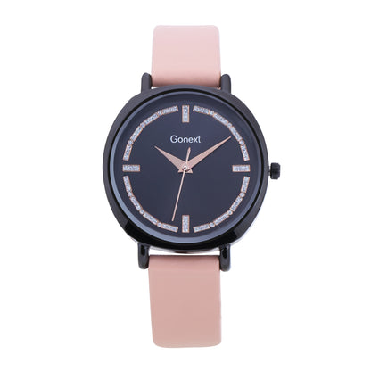 Peach strap watch with black shimmery look for European look