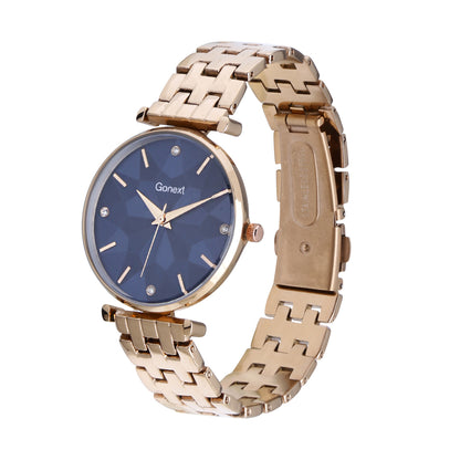 Bestseller Rose Gold Watch with Geometric Blue Dial