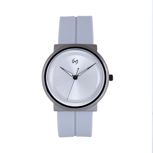 Unisex large dial watch with magnetic closure in jet black case with grey strap and dial