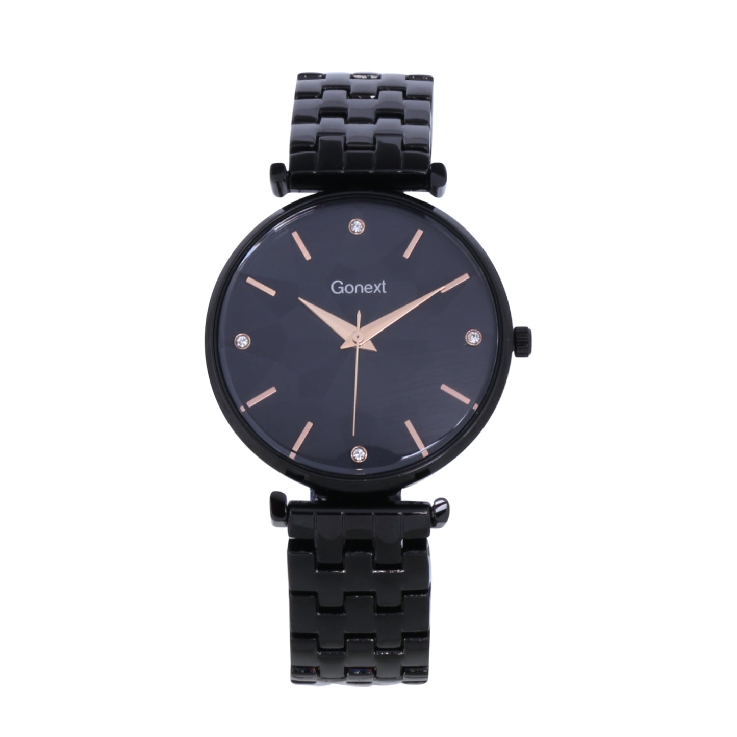 Exquisite Watch with Geometric Black Dial and Black case