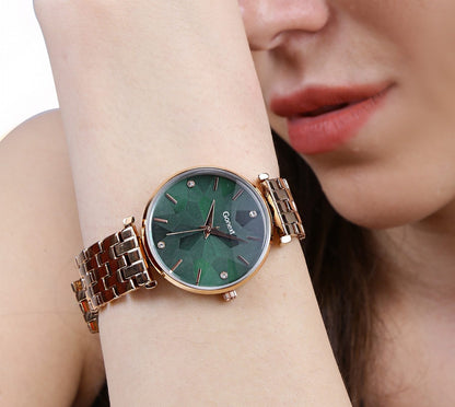 Bestseller Rose Gold Watch with Geometric Green Dial