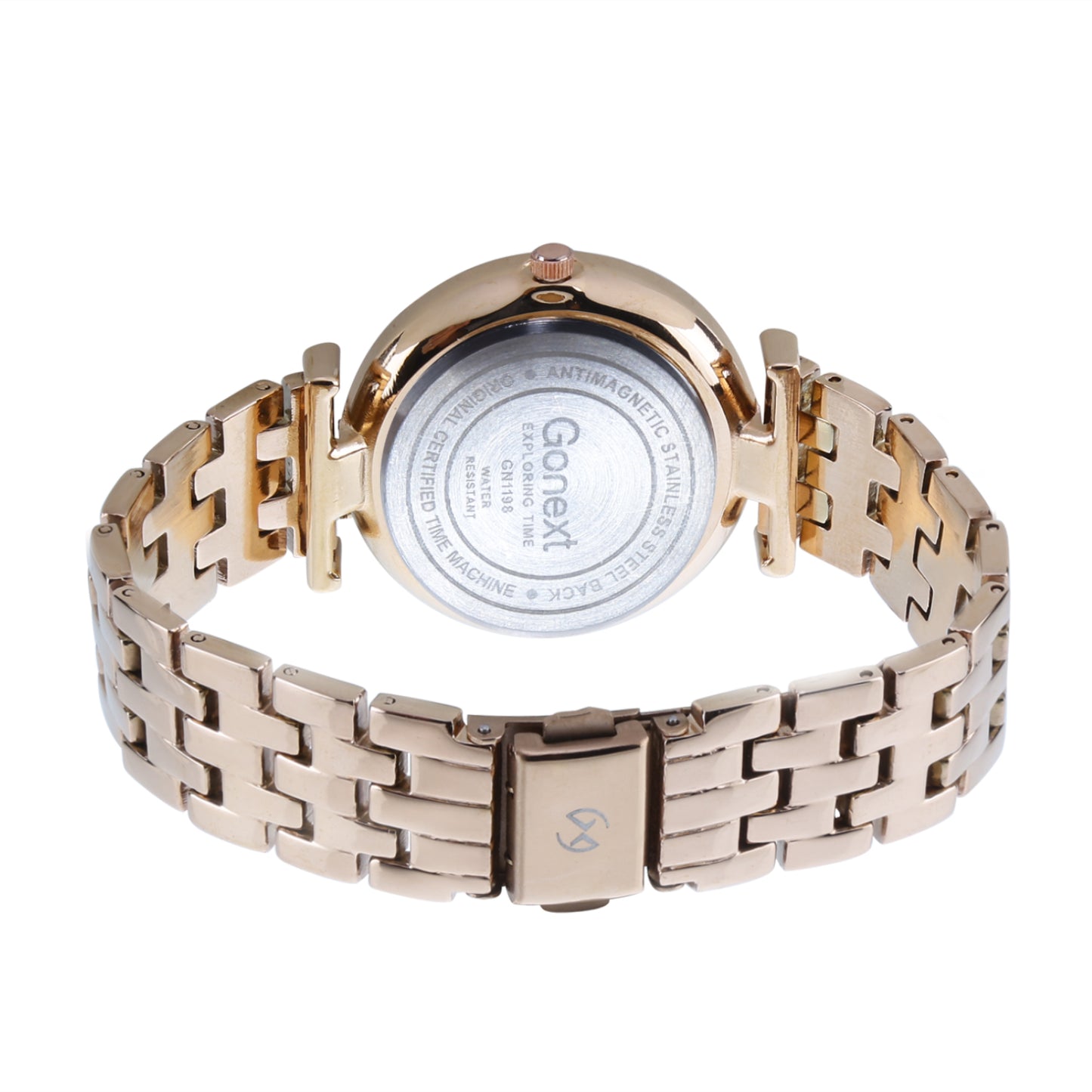 Shimmering rose gold watch with Geometric Dial and rose gold case