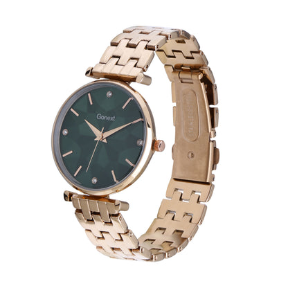 Bestseller Rose Gold Watch with Geometric Green Dial