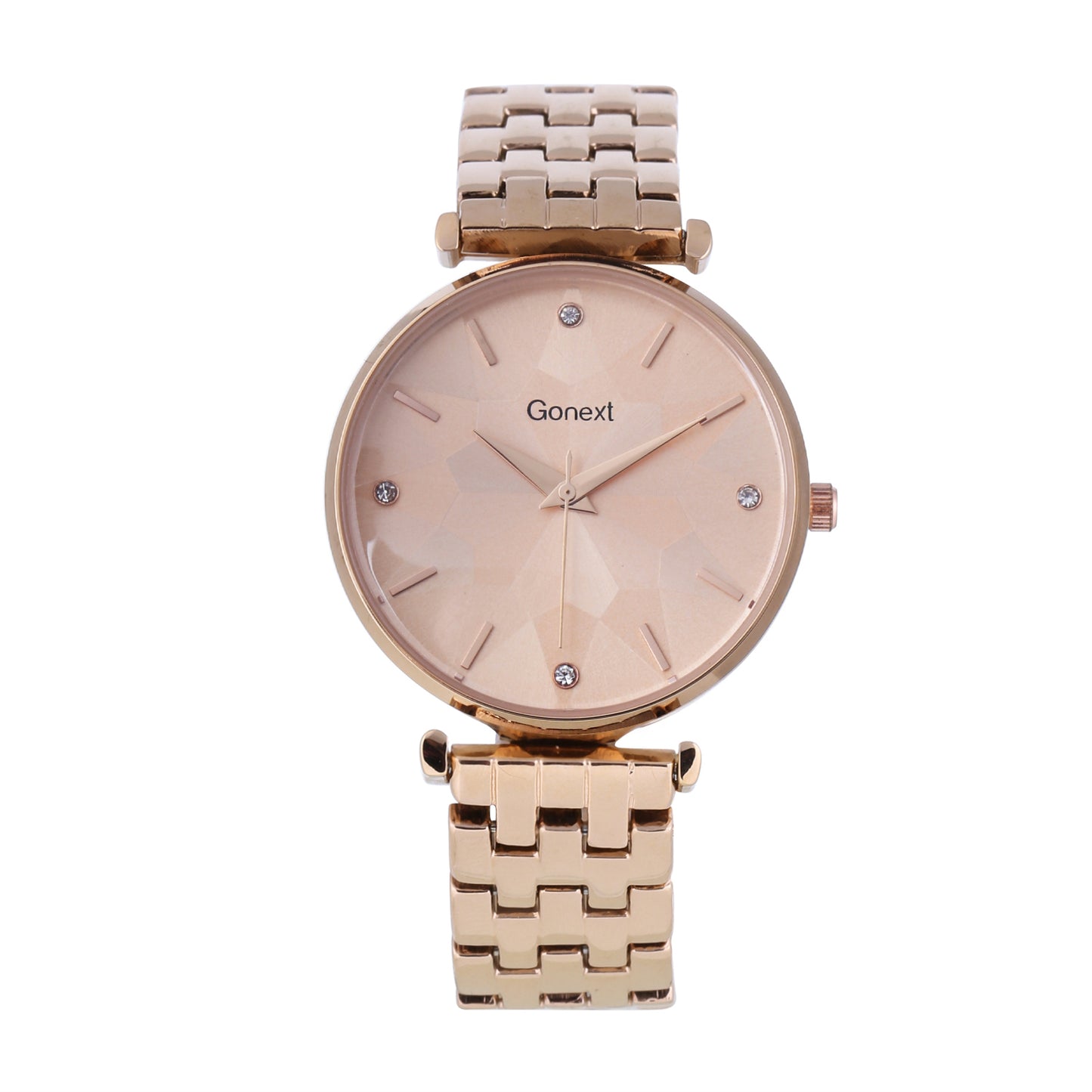 Shimmering rose gold watch with Geometric Dial and rose gold case