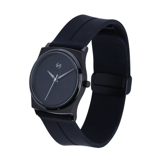 Black silicone watch for women with magnetic closure