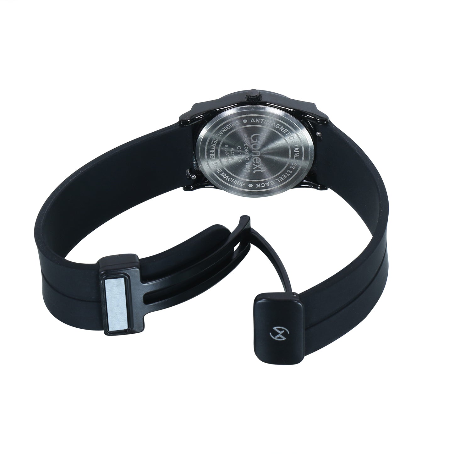 Black silicone watch for women with magnetic closure