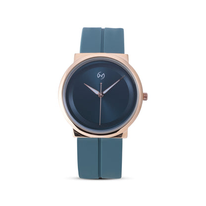 Unisex large dial watch with magnetic closure in rose gold case with green strap and dial