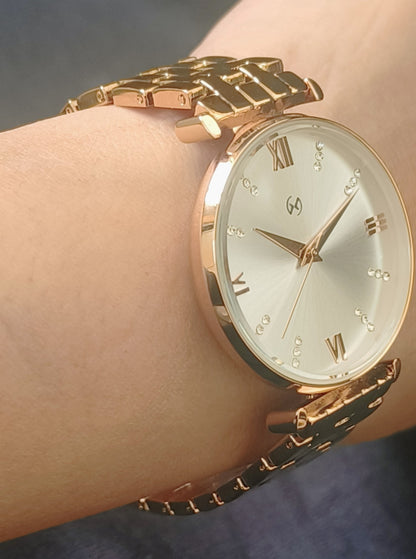 Armani Inspired Women Rose gold tone rose gold Watch silver dial