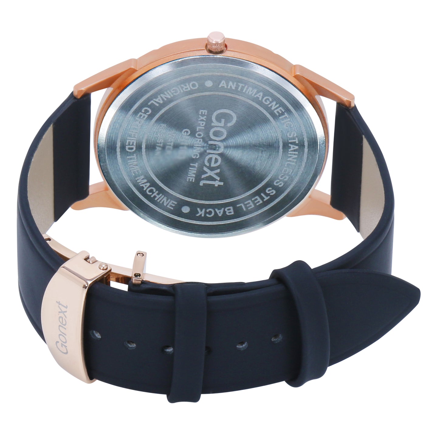 Black leather watch for women with butterfly closure and leather dial