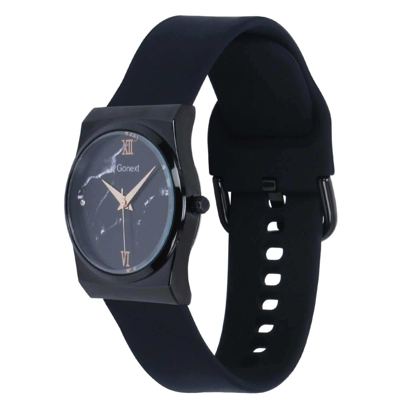 Super comfortable and washable silicone strap watch for women with marbled dial