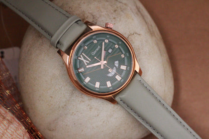 Olive Green (Day and Date display) Rose Gold Case