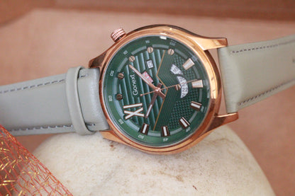 Olive Green (Day and Date display) Rose Gold Case