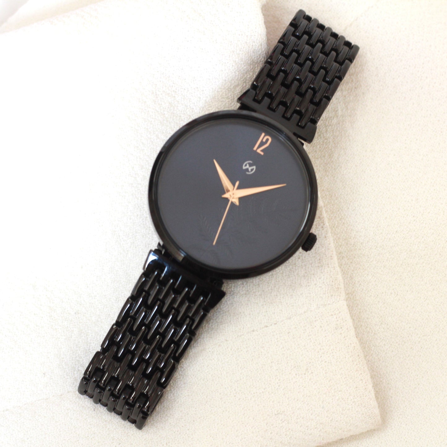 Armani Inspired Women black watch with deep blue dial