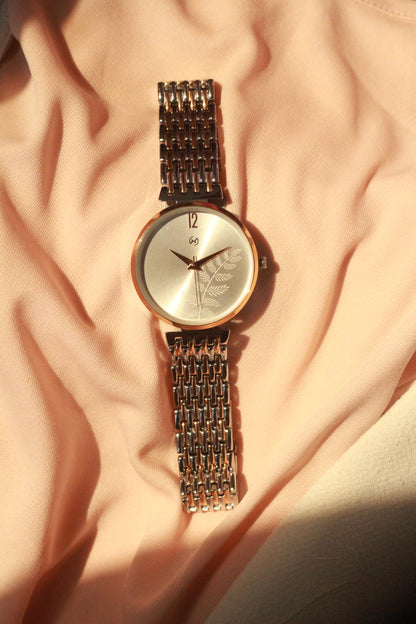 Armani Inspired Women dual tone rose gold and steel Watch off white dial