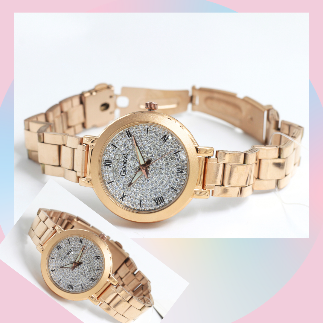 Brimming with shine all over Swarovski dial rose gold watch